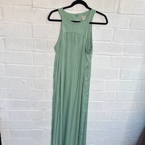 Hoss Intropia Elegant Mint Green Sleeveless Silk Maxi w/Pockets Dress sz 44